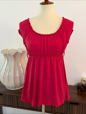 Iz Byer Bright Fuchsia Scoop-Neck Empire Waist Tunic